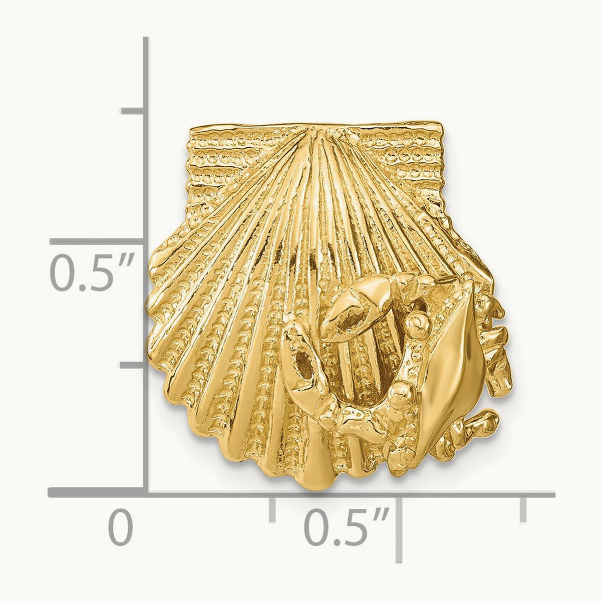 Scallop Shell with Crab Slide, 14K