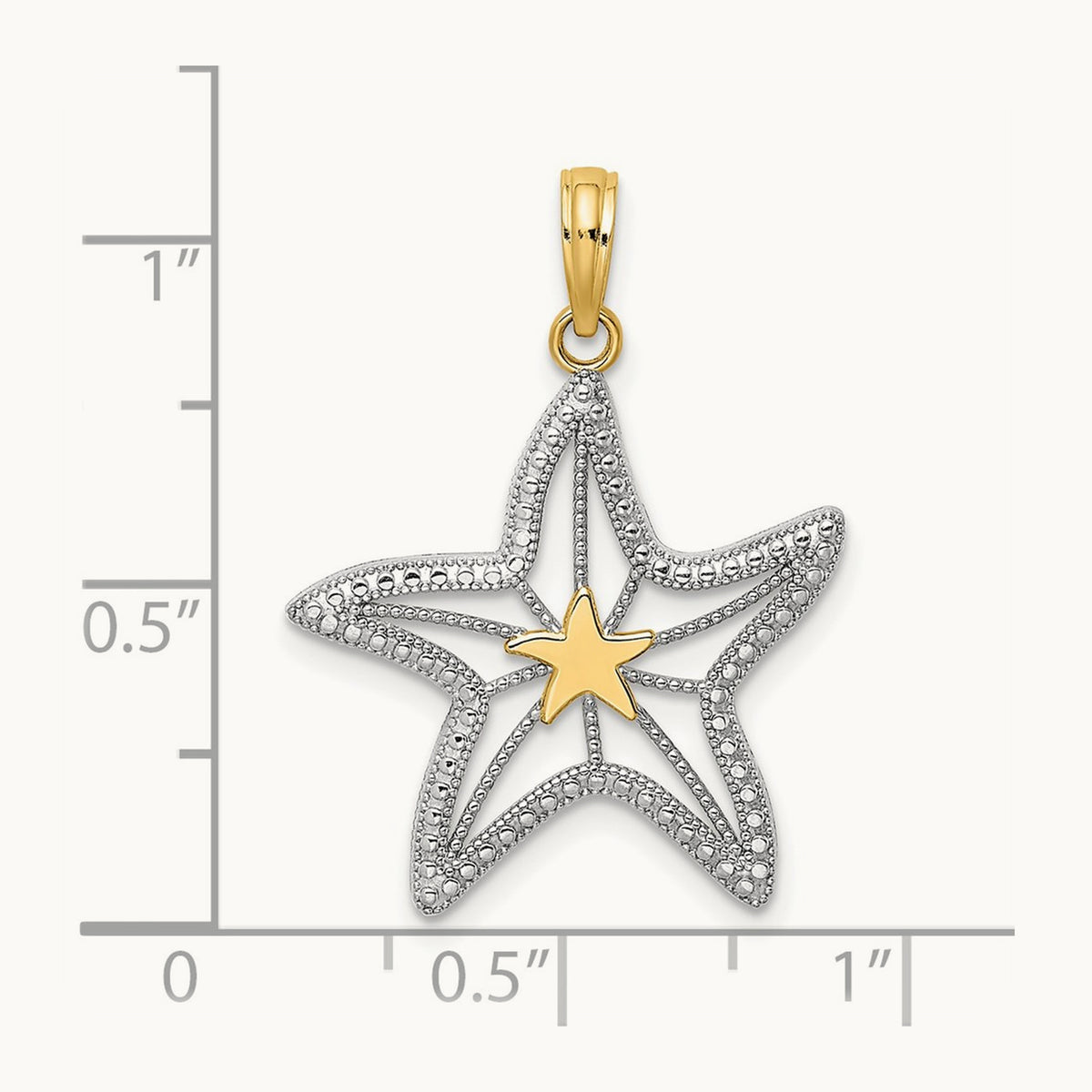Small Starfish Charm, 14K with White Rhodium