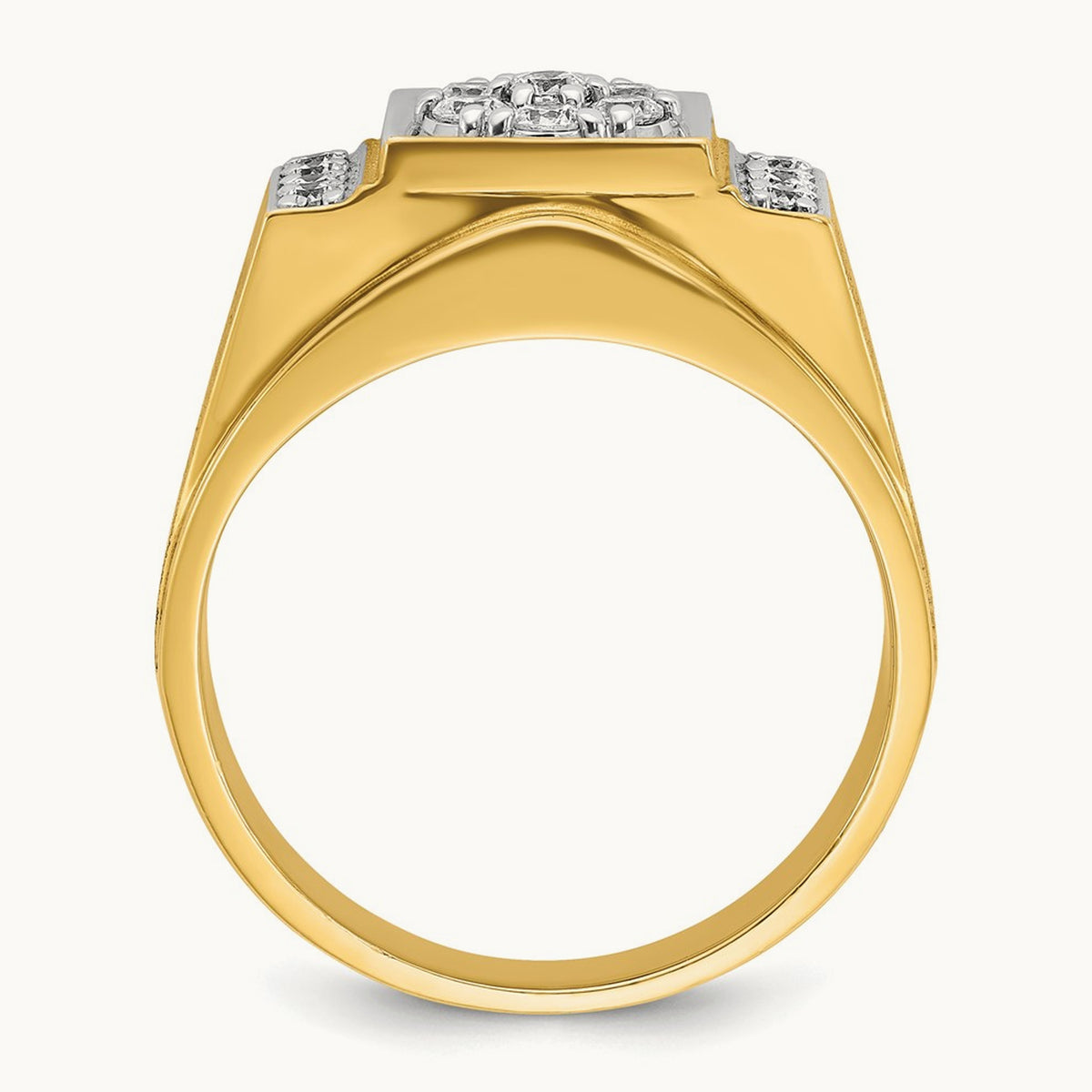 IBGoodman Men's Polished and Satin Diamond Cluster Ring, 14K Two-tone