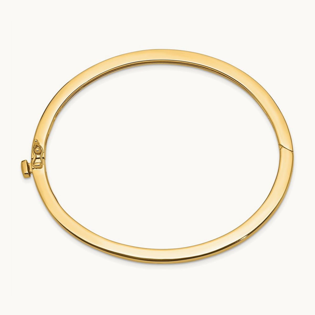Polished Solid Hinged Bangle, 14K