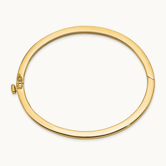 Polished Solid Hinged Bangle, 14K