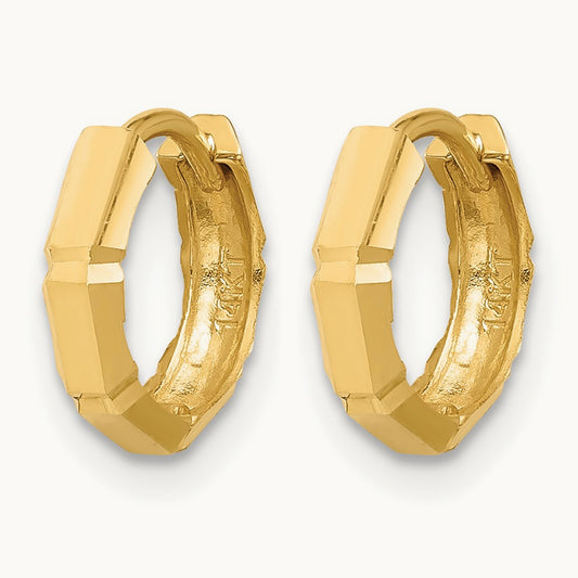 Polished and Diamond-cut Huggie Hoop Earrings, 10K — Leslie's