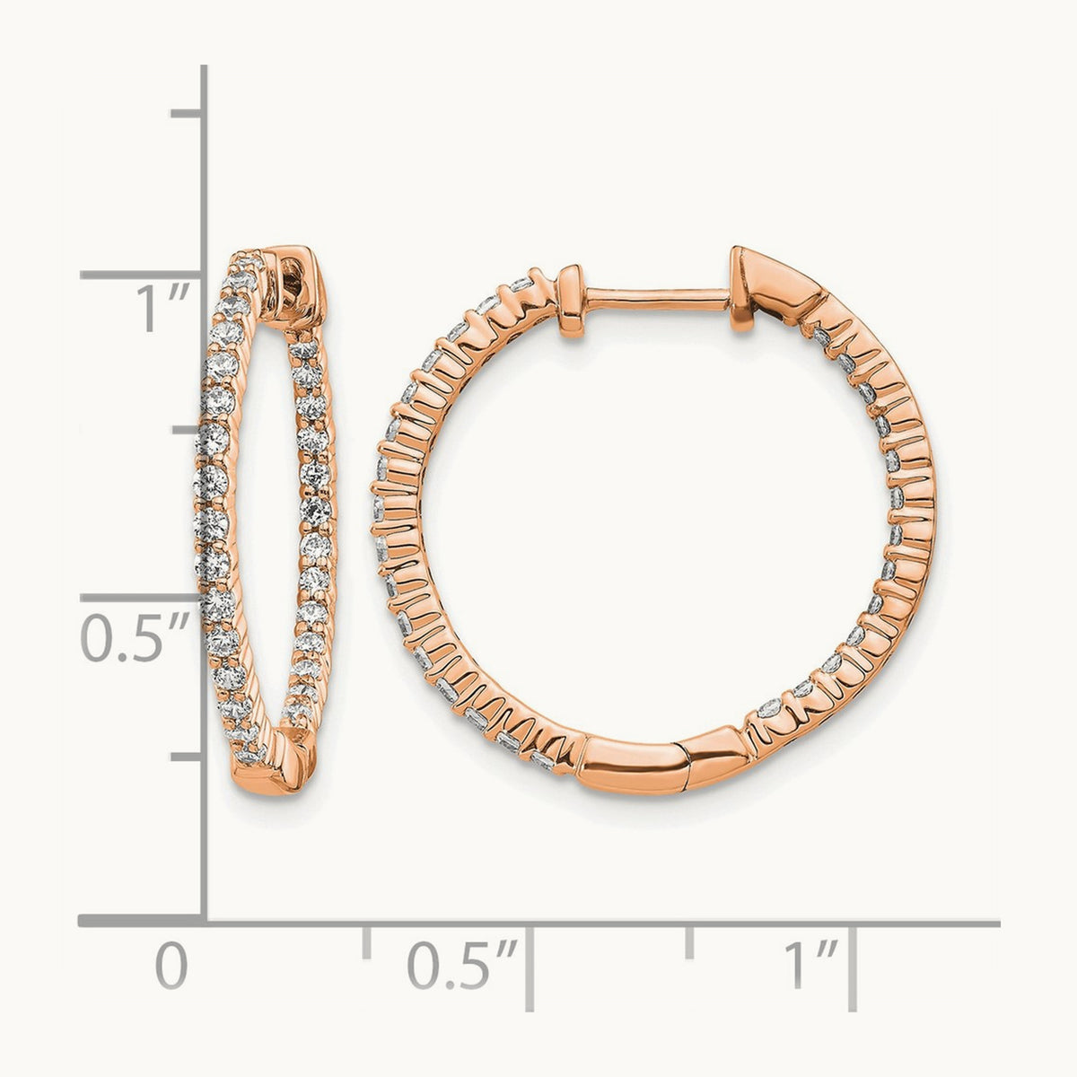 In/Out Hoop Earrings, 0.50 ct tw Lab-Grown Diamond — 14K Rose Gold
