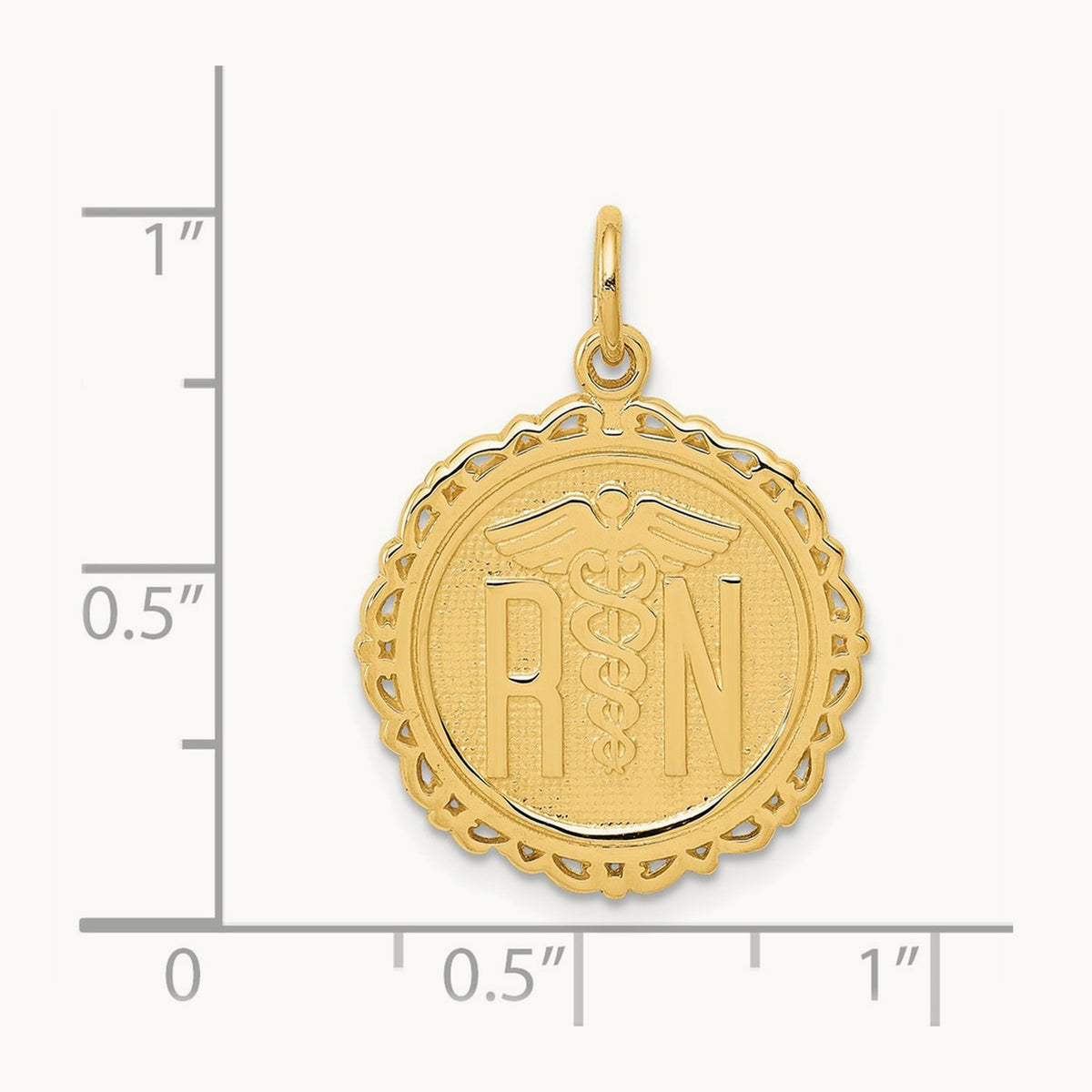 RN Registered Nurse Disc Charm, 14K