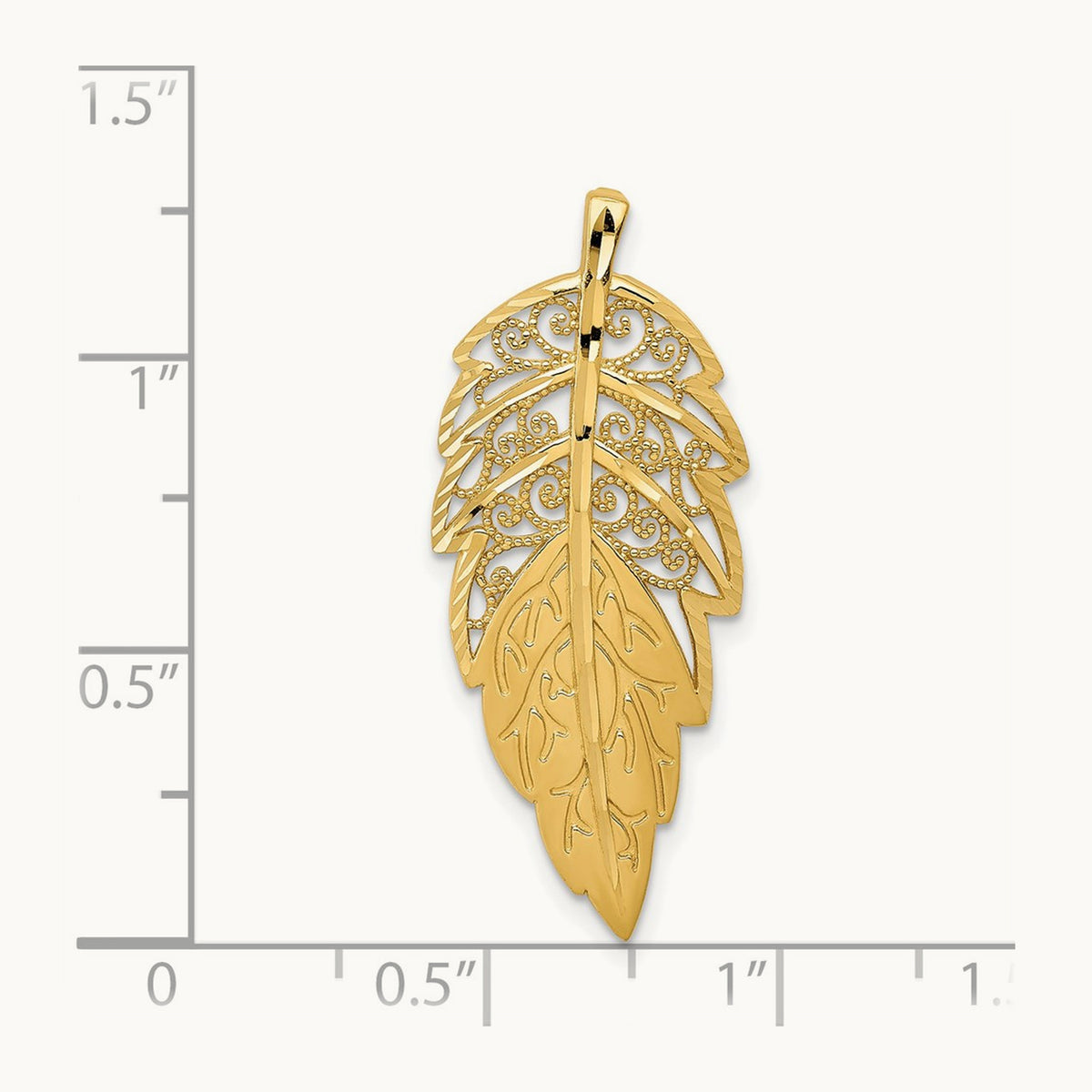 Diamond Cut Leaf Chain Slide, 14K Yellow Gold