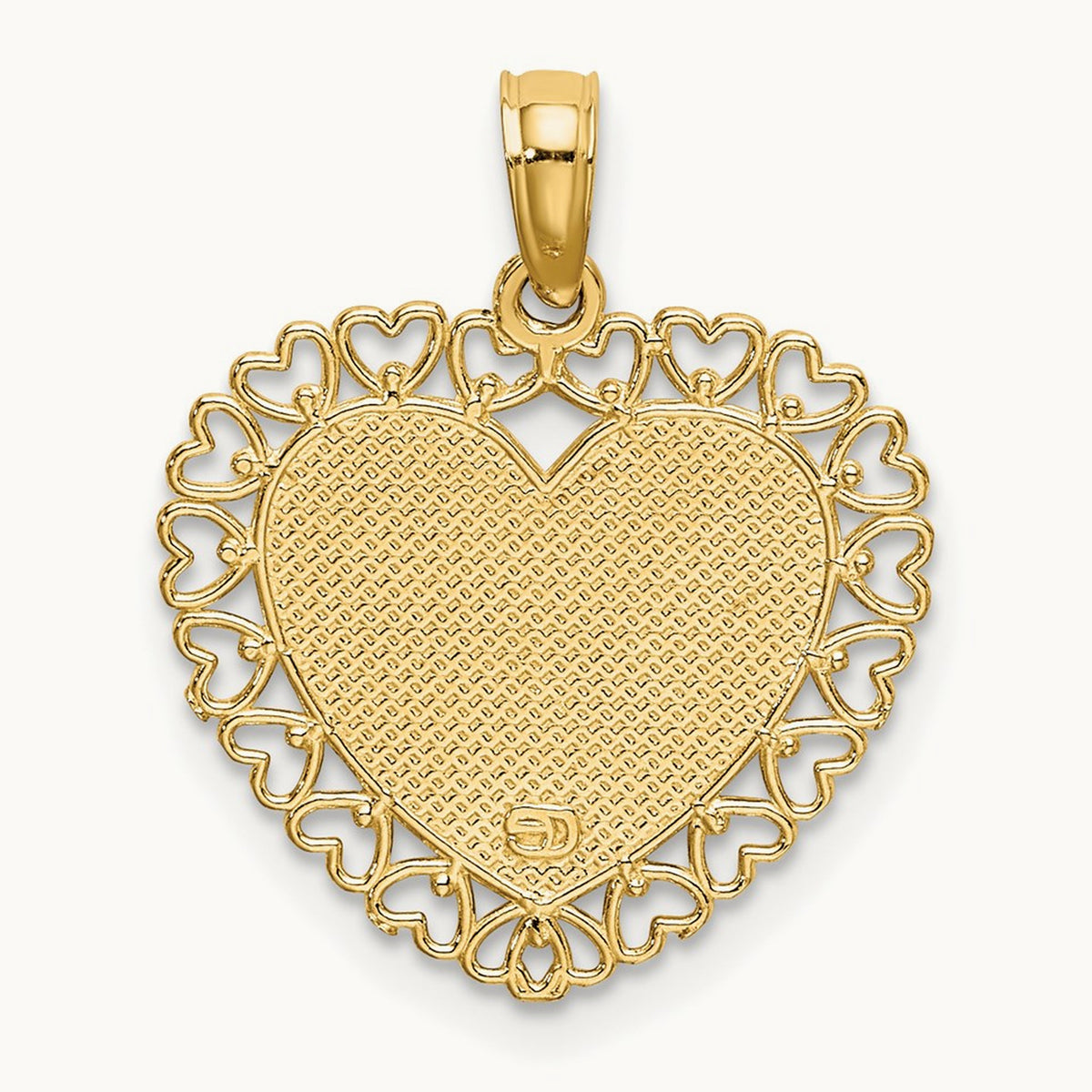 Polished DADDYS LITTLE GIRL Textured Heart Charm, 14K Gold