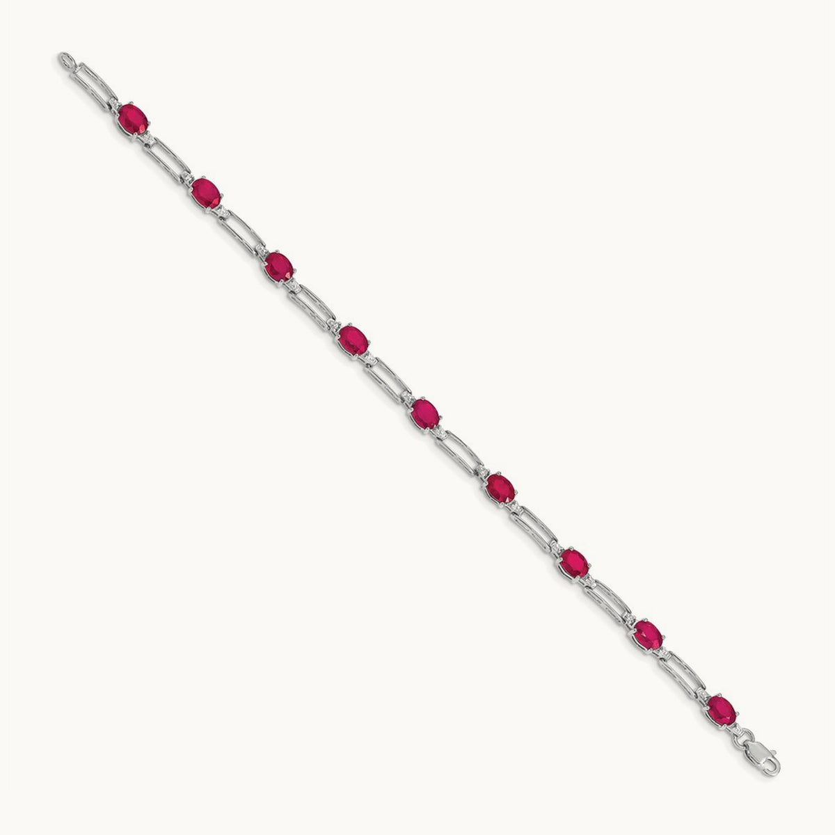 Diamond and Ruby Bracelet, 14K White Gold