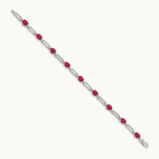 Diamond and Ruby Bracelet, 14K White Gold