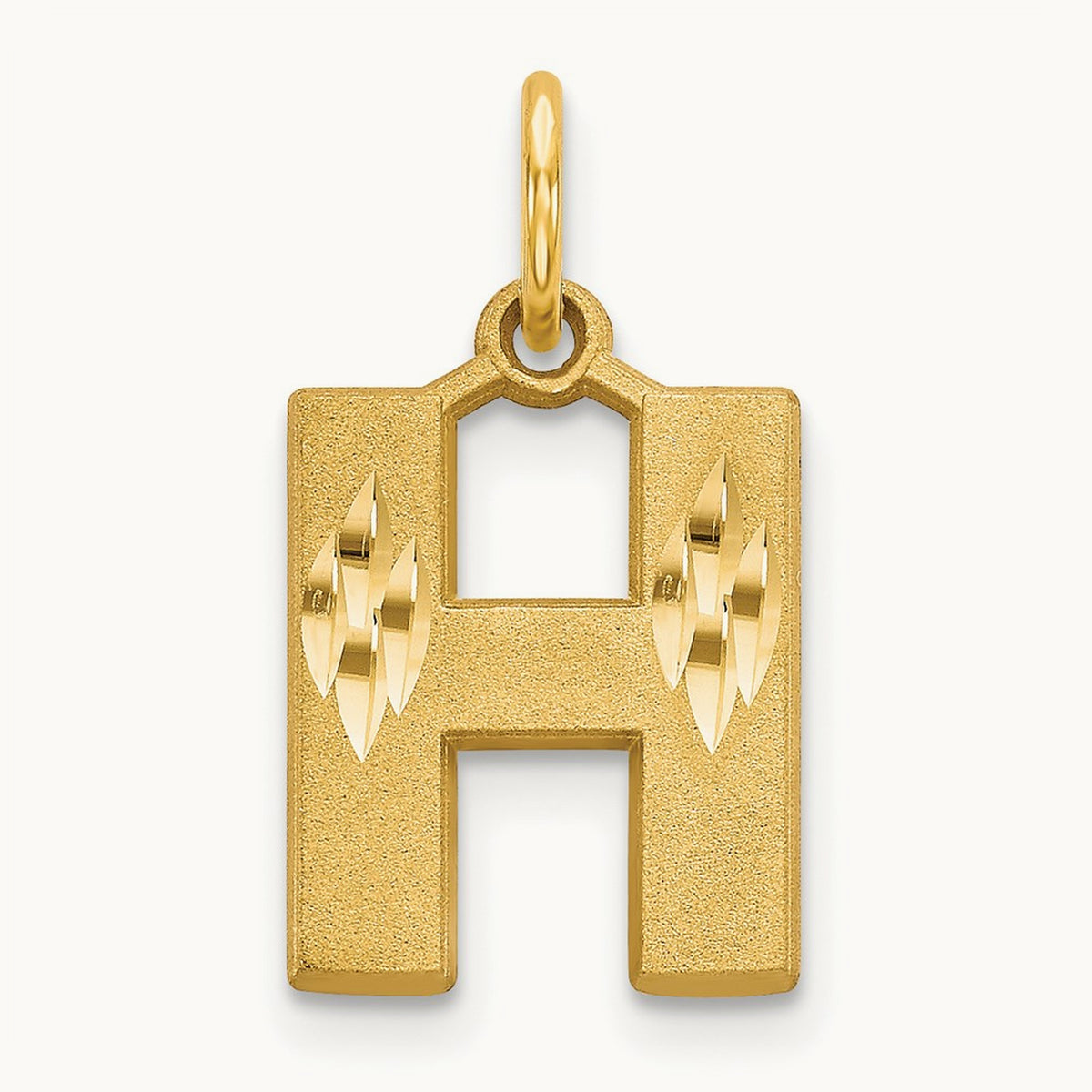 Satin Diamond-cut Initial Charm — 14K Yellow Gold, H