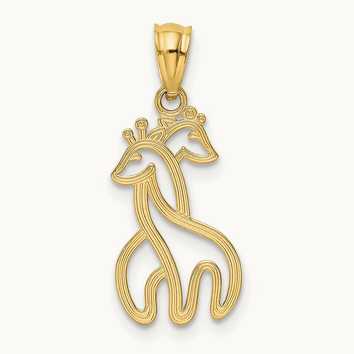 Polished Interlocking Giraffes Pendant, 14K
