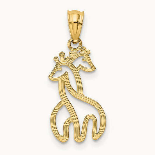 Polished Interlocking Giraffes Pendant, 14K