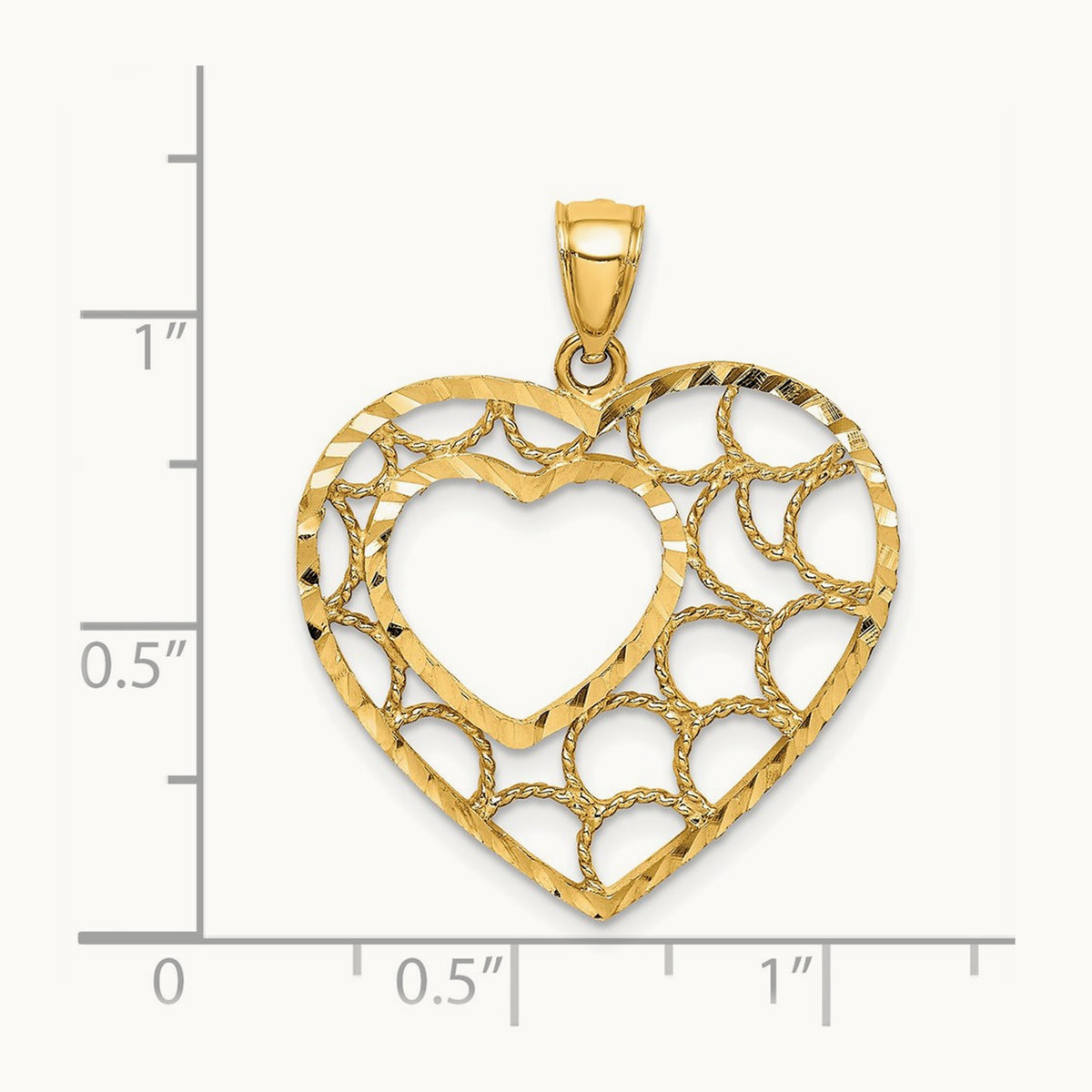 Diamond-cut Heart Pendant — 14K Yellow Gold