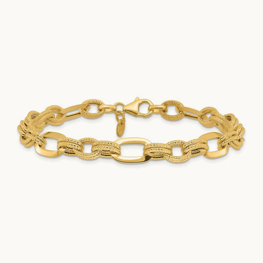 Polished and Textured Fancy Link Bracelet — photo set