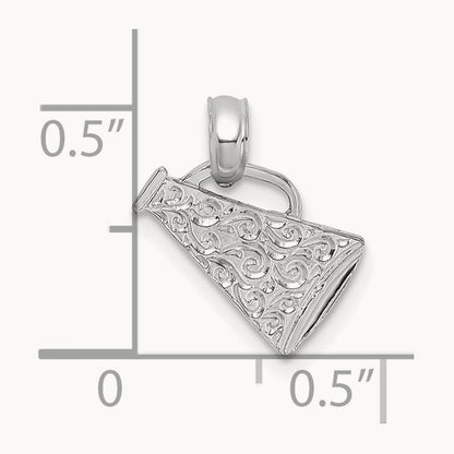 Megaphone with Handle Pendant, 14K White Gold