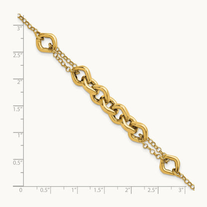 Polished 7.5in Fancy Multi Link Bracelet, 14K