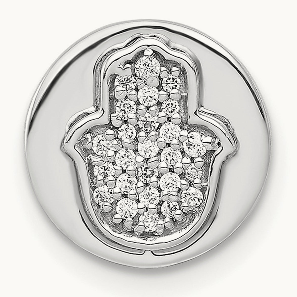 1/10ct. Diamond Hamsa Chain Slide, 14K White Gold