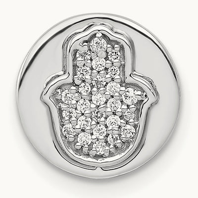 1/10ct. Diamond Hamsa Chain Slide, 14K White Gold