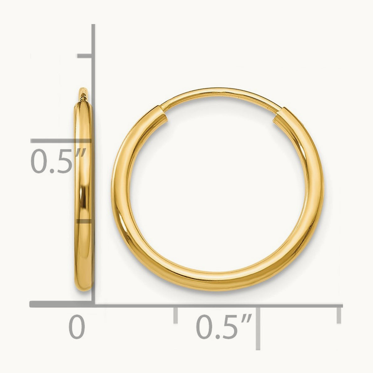 Polished Round Endless Hoop Earrings, 14K