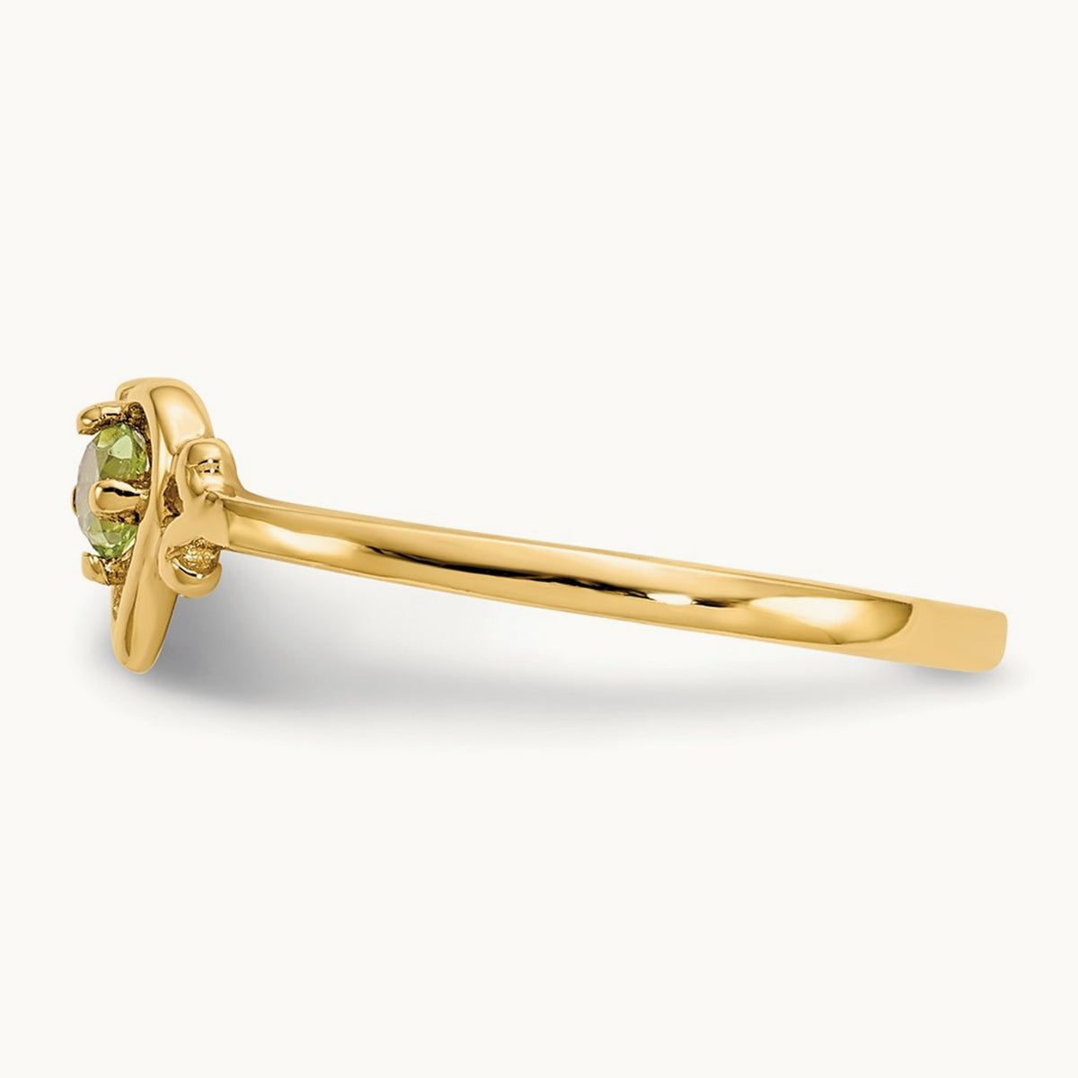Peridot Birthstone Heart Ring — 14K Yellow Gold, 7