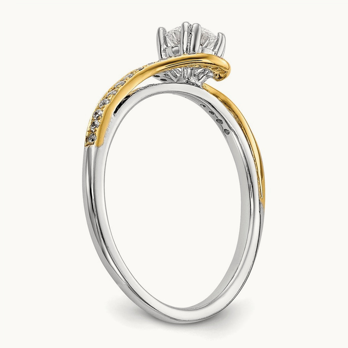 Round Semi-Mount Bypass Engagement Ring — 14K Two-Tone, 6.75
