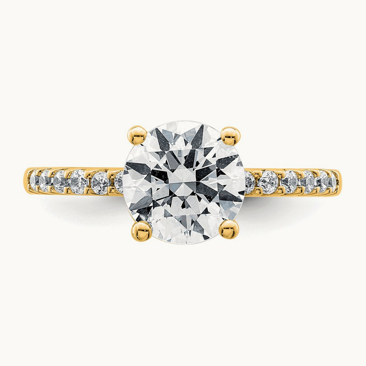 Round Engagement Ring, 1.25-2.75 ct tw Lab-Grown Diamond — 2 1/4 ct, 14K Yellow Gold