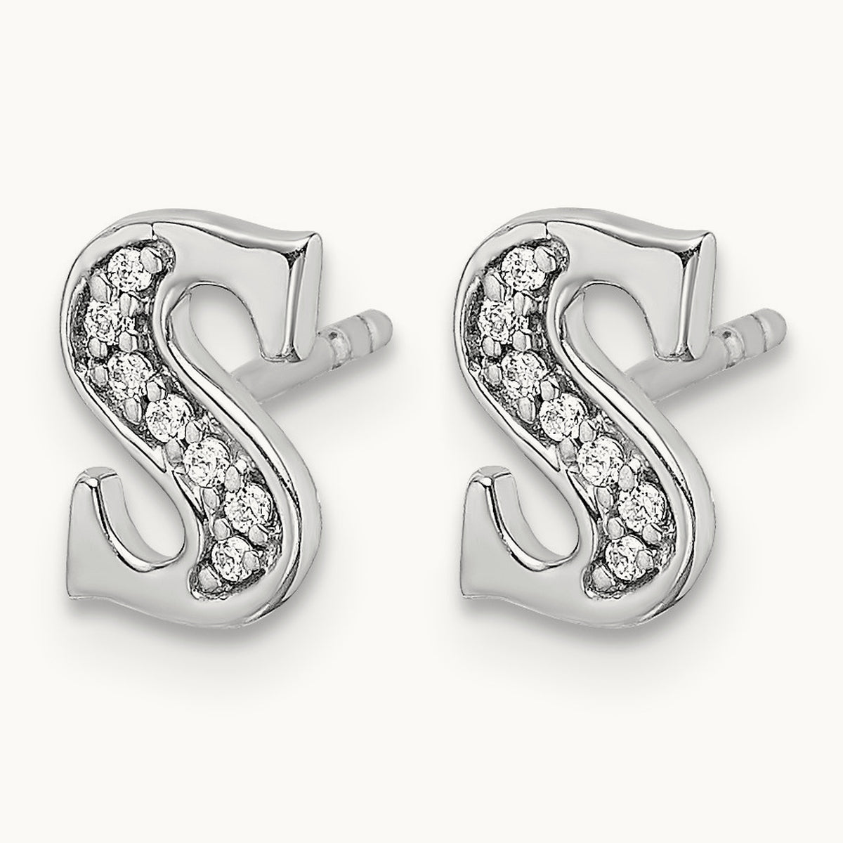 Diamond Earrings — 14K White Gold, 8mm, S