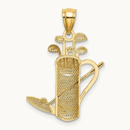 Golf Bag Pendant, 14K with Rhodium