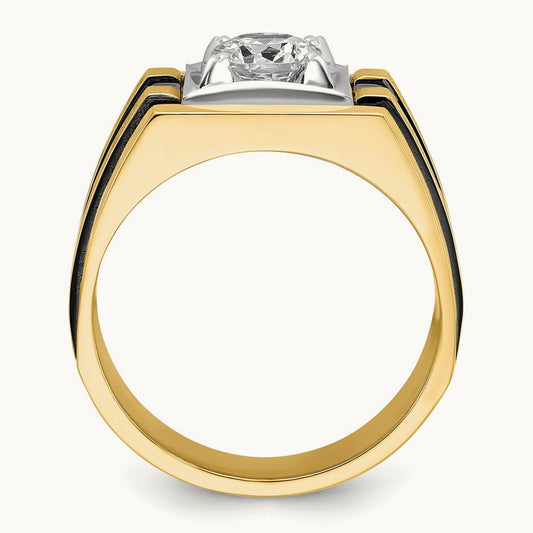 With Blk RH Men's Ring, 1.00 ct tw Lab-Grown Diamond