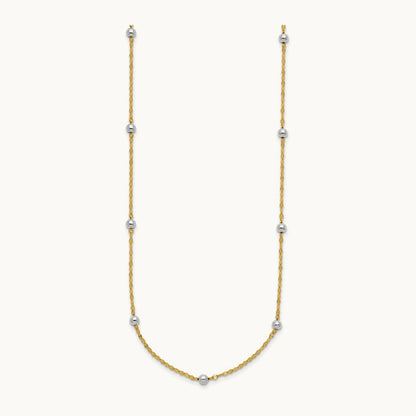 Polished Bead Fancy Necklace, 14K Two Tone