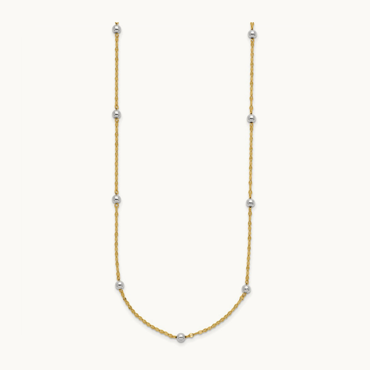 Polished Bead Fancy Necklace, 14K Two Tone