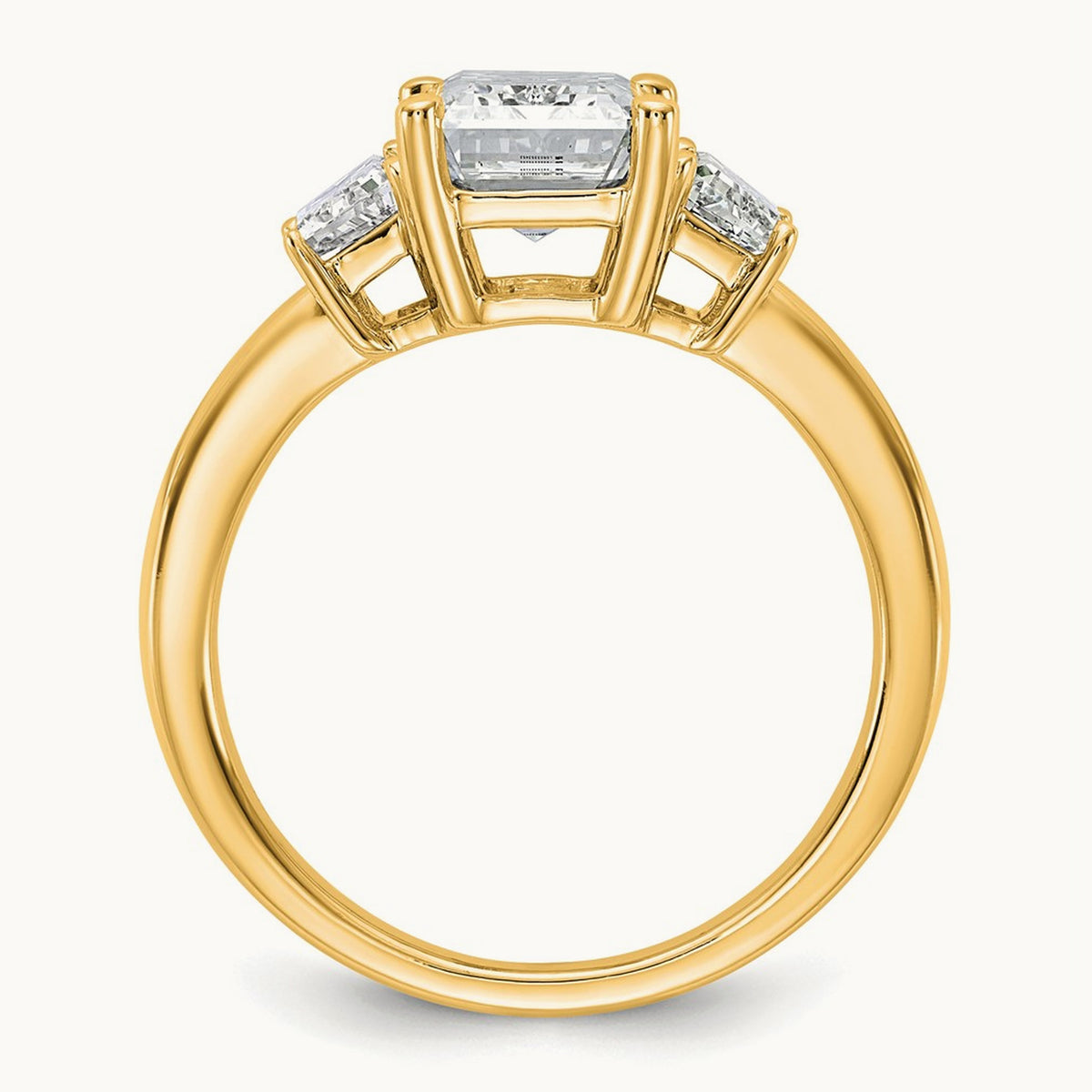 Emerald & Trapezoid Engagement Ring — 14K Yellow Gold, 3 1/3 ct, 7