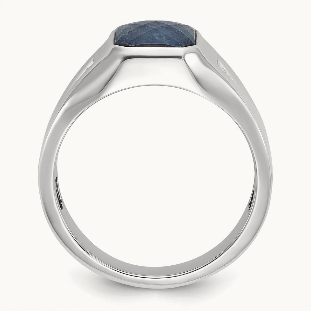 IBGoodman Sapphire Doublet/Diamond Complete Ring, 14K White Gold