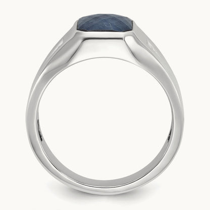IBGoodman Sapphire Doublet/Diamond Complete Ring, 14K White Gold