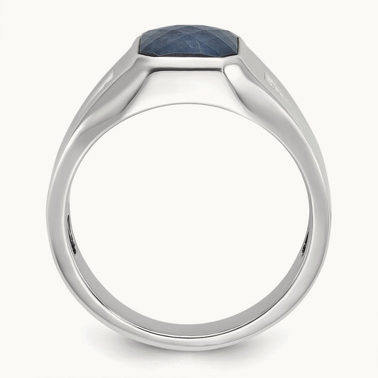 IBGoodman Sapphire Doublet/Diamond Complete Ring, 14K White Gold