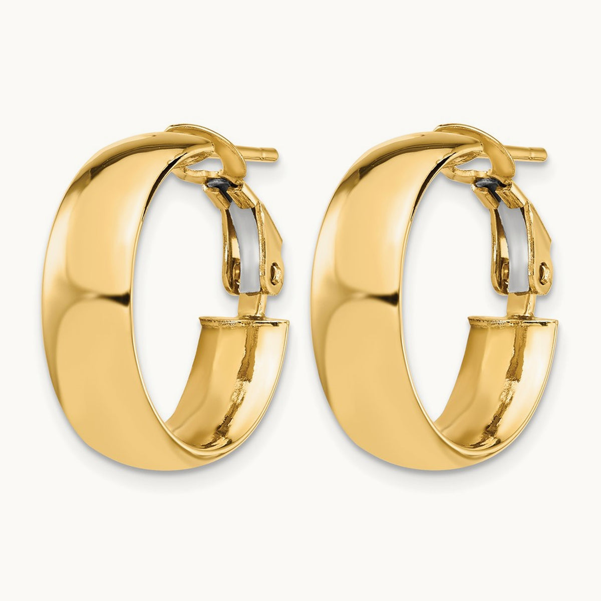 Polished Omega Back Hoop Earrings — 18mm