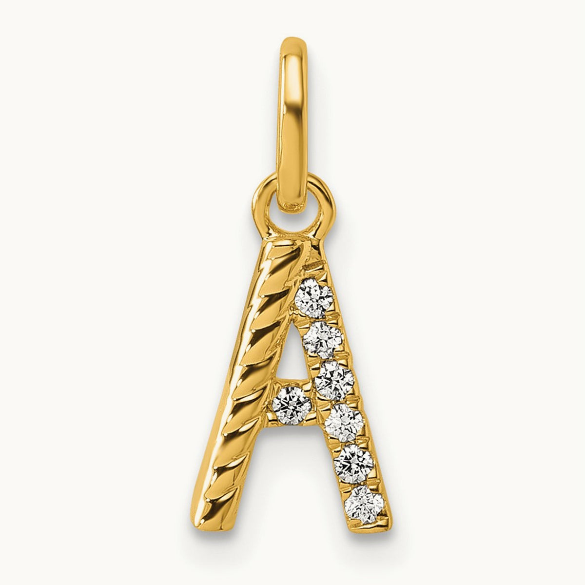 Twisted with Diamond Charm — 14K Yellow Gold, A
