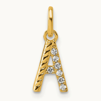 Twisted with Diamond Charm — 14K Yellow Gold, A
