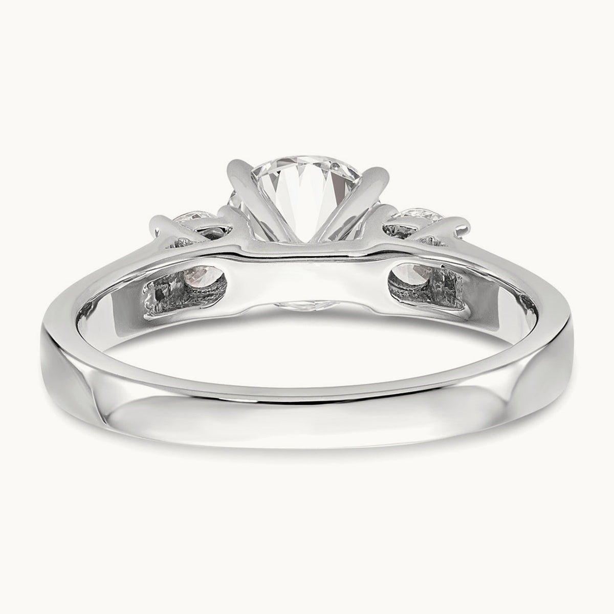 3-Stone Diamond Peg Set Semi-mount Engagement Ring, 14K White Gold