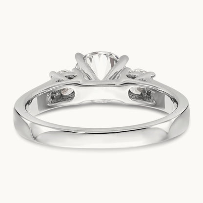 3-Stone Diamond Peg Set Semi-mount Engagement Ring, 14K White Gold