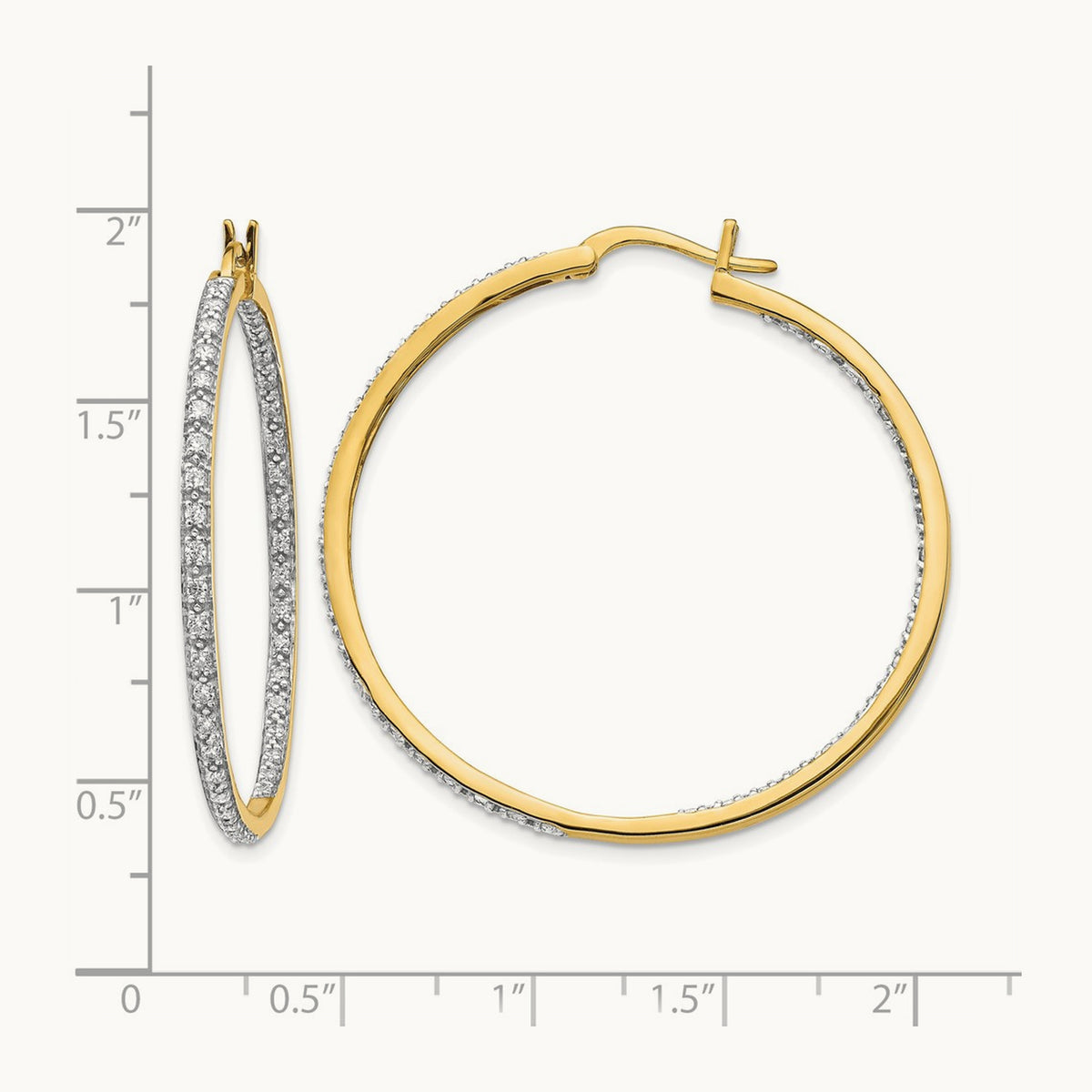 In/Out Hoop Earrings, 0.50-0.75 ct tw Lab-Grown Diamond — 7/8 ct, 14K Yellow Gold