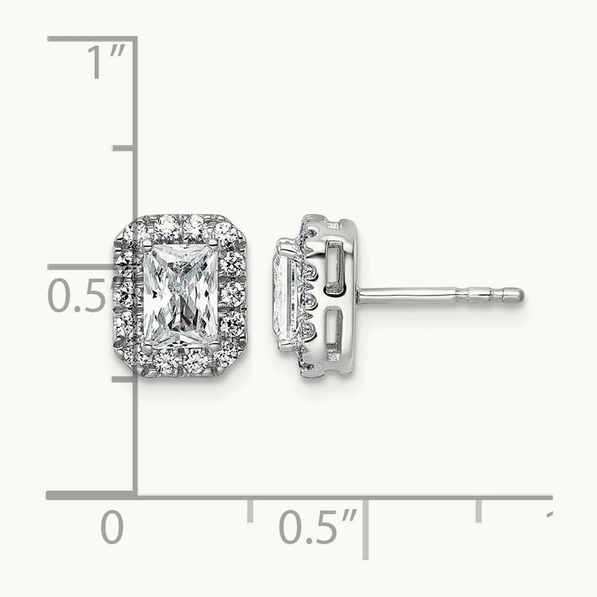 Radiant Halo Post Earrings, 0.50-8.50 ct tw Lab-Grown Diamond — 1 1/3 ct, 14K White Gold