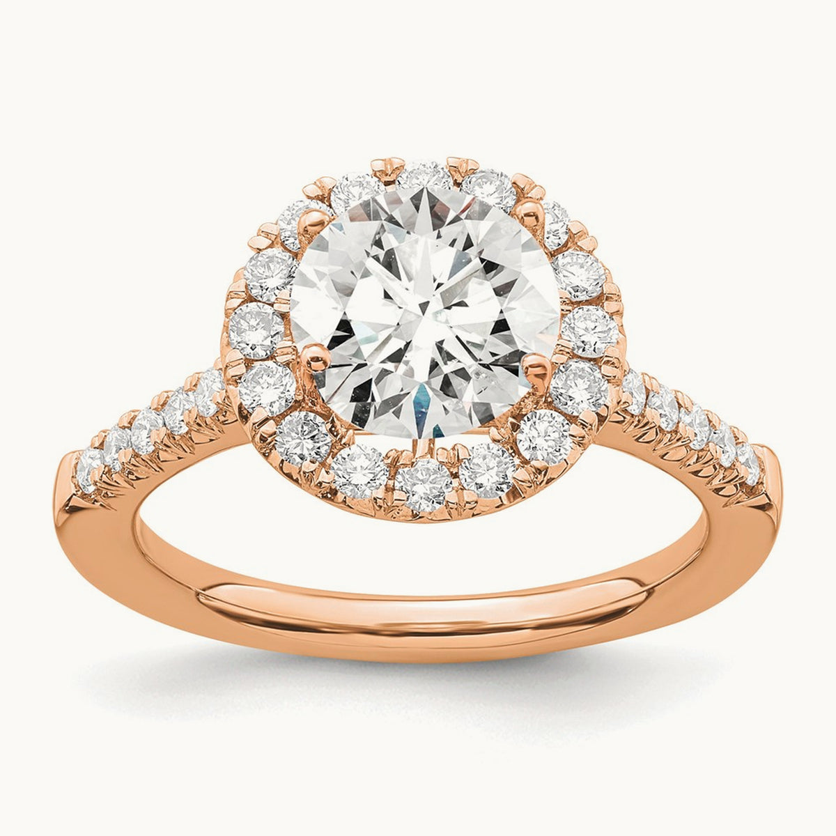 Semi-Mount Engagement Ring, 0.25-0.50 ct tw Lab-Grown Diamond — 1/2 ct (holds 2 ct center) · VS/SI (Great), 14K Rose Gold, 7