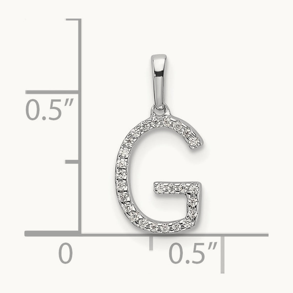 Diamond Letter G Initial Pendant, 14K White Gold