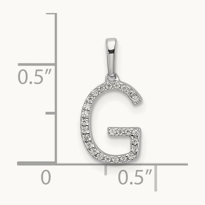 Diamond Letter G Initial Pendant, 14K White Gold