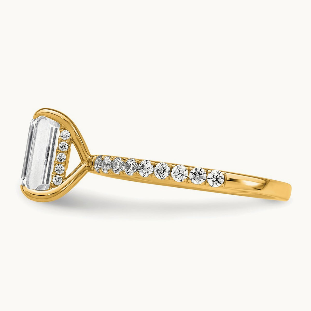 Emerald Solitaire Engagement Ring, 1.25-2.25 ct tw Lab-Grown Diamond — 14K Yellow Gold