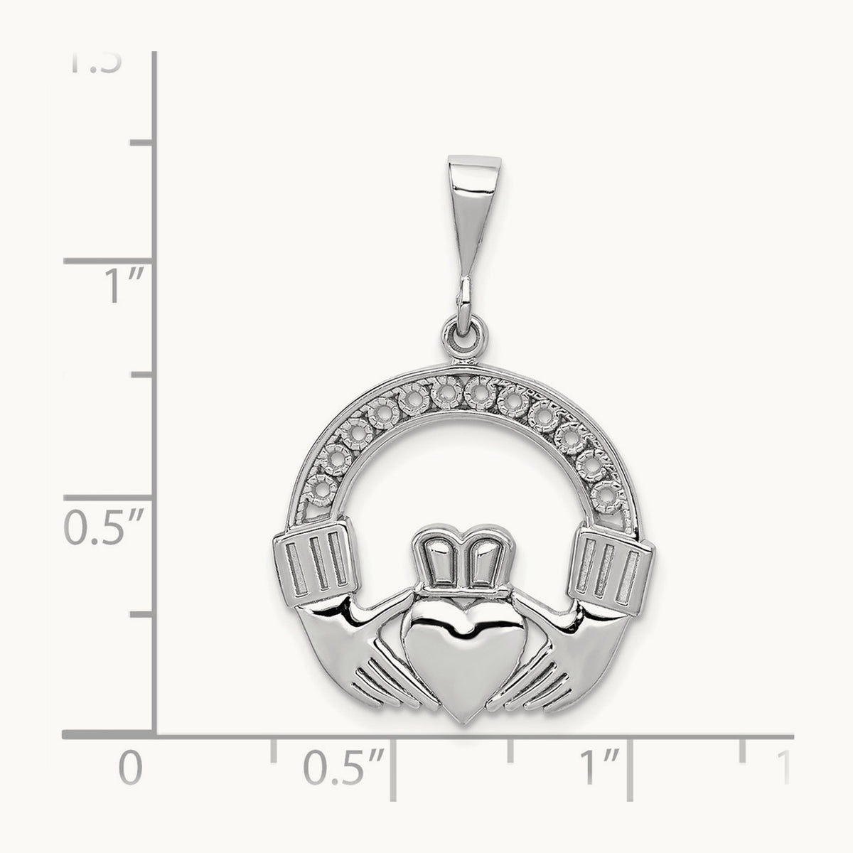 Claddagh Pendant, 14K White Gold