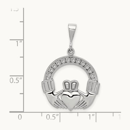 Claddagh Pendant, 14K White Gold