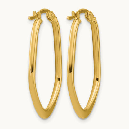 Polished Oval Hoop Earrings — 14K Yellow Gold