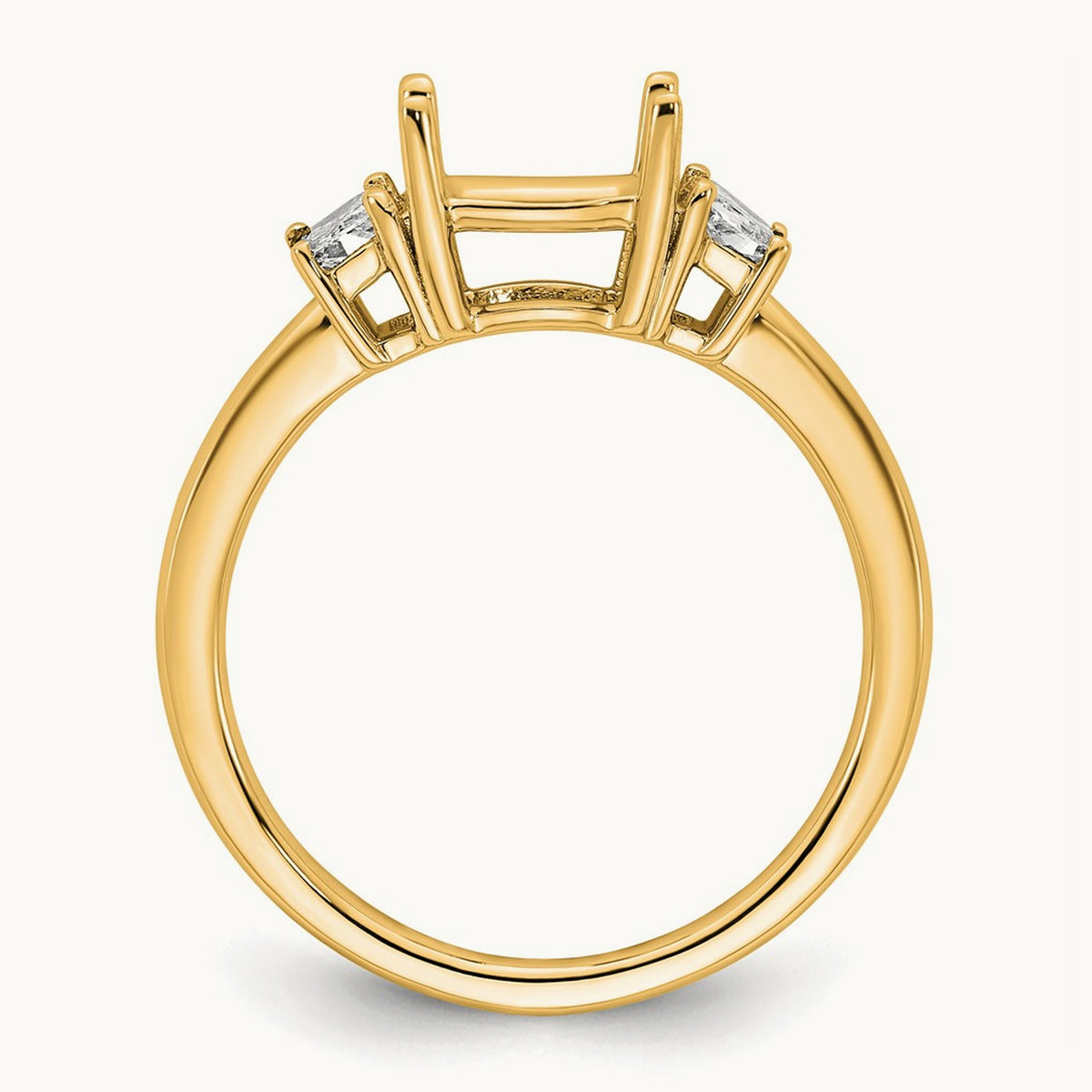 1/2 Moon Cushion Semi-Mount Engagement Ring, 0.50-0.75 ct tw Lab-Grown Diamond — 1/2 ct, 14K Yellow Gold