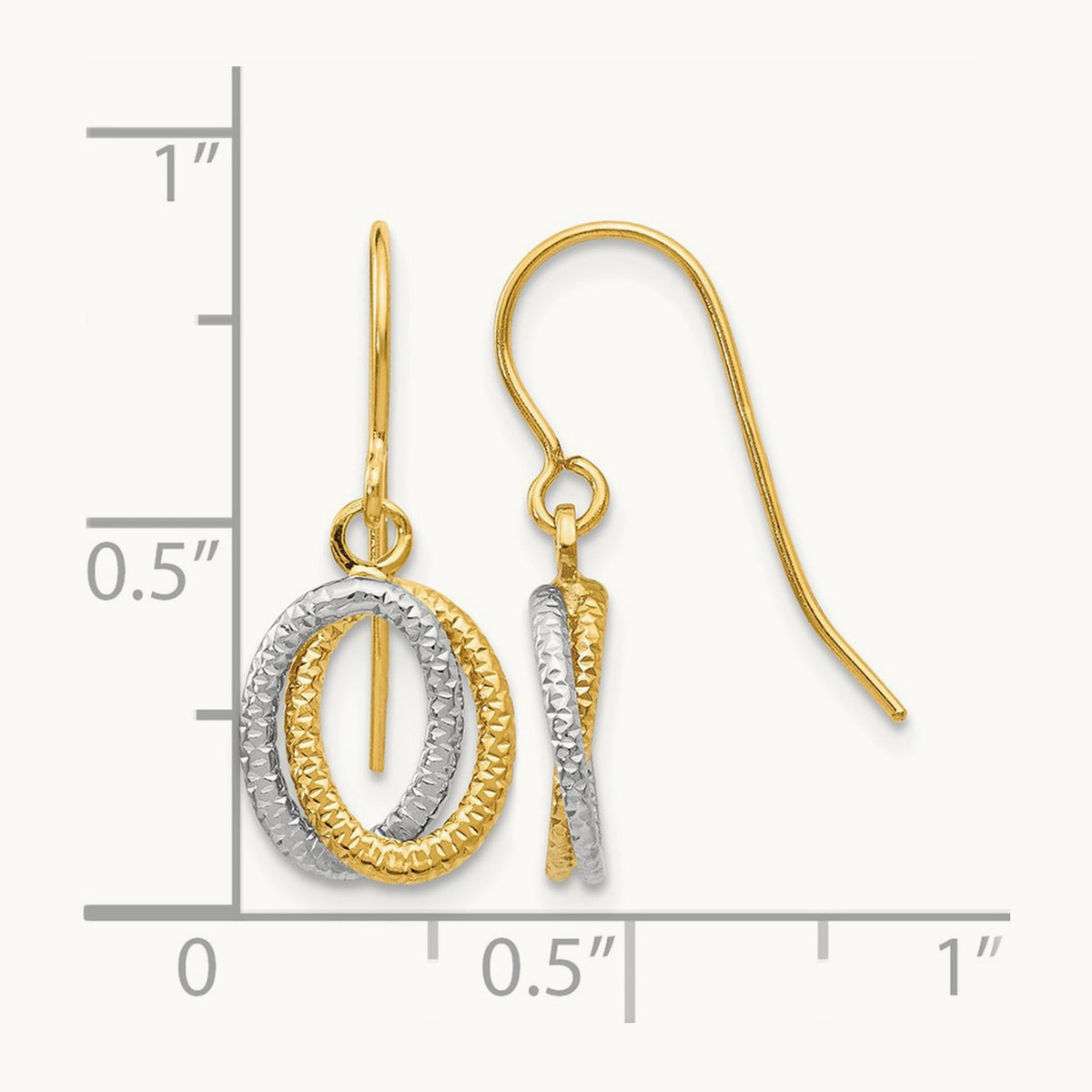 Textured Fancy Dangle Earrings — 14K Two-Tone Gold